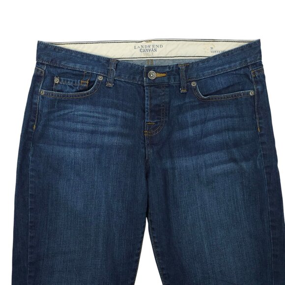 Lands End Canvas Boyfriend Fit Jeans Womens Size 31 Button Fly Medium Wash Denim - Picture 9 of 15